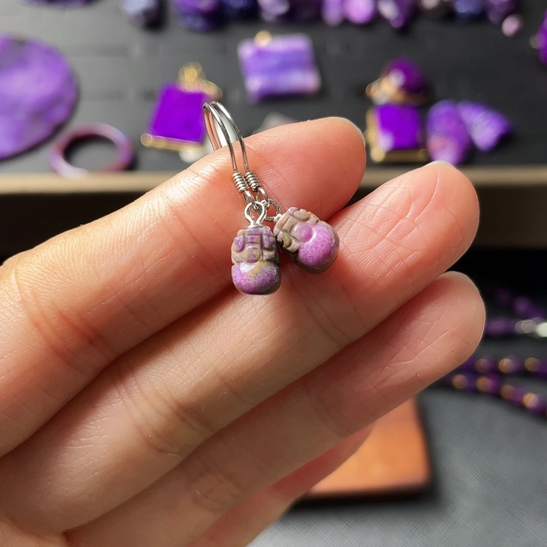 银S925镶嵌苏纪石（舒俱来）耳环