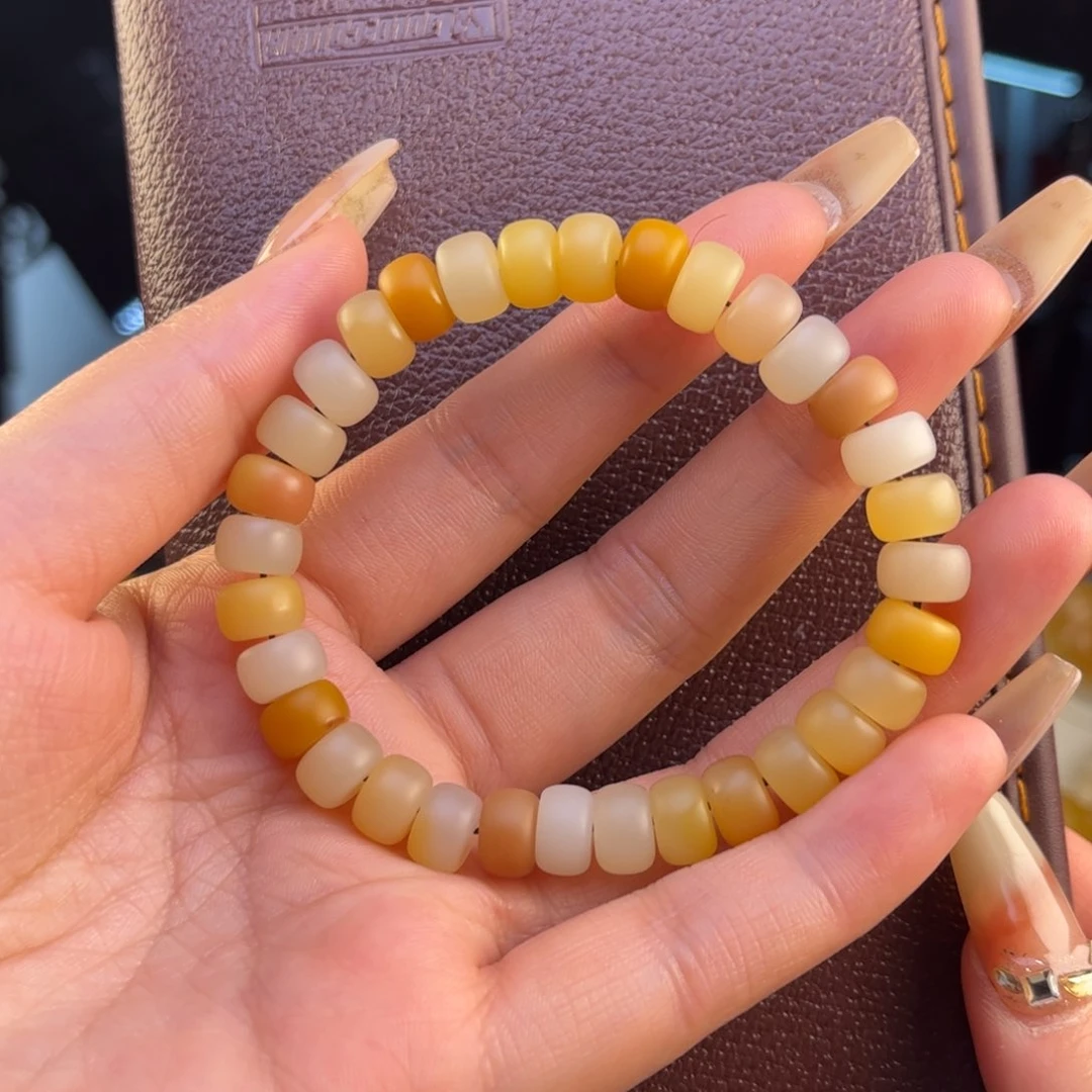 石英质玉黄蜡石手串未镶嵌必*