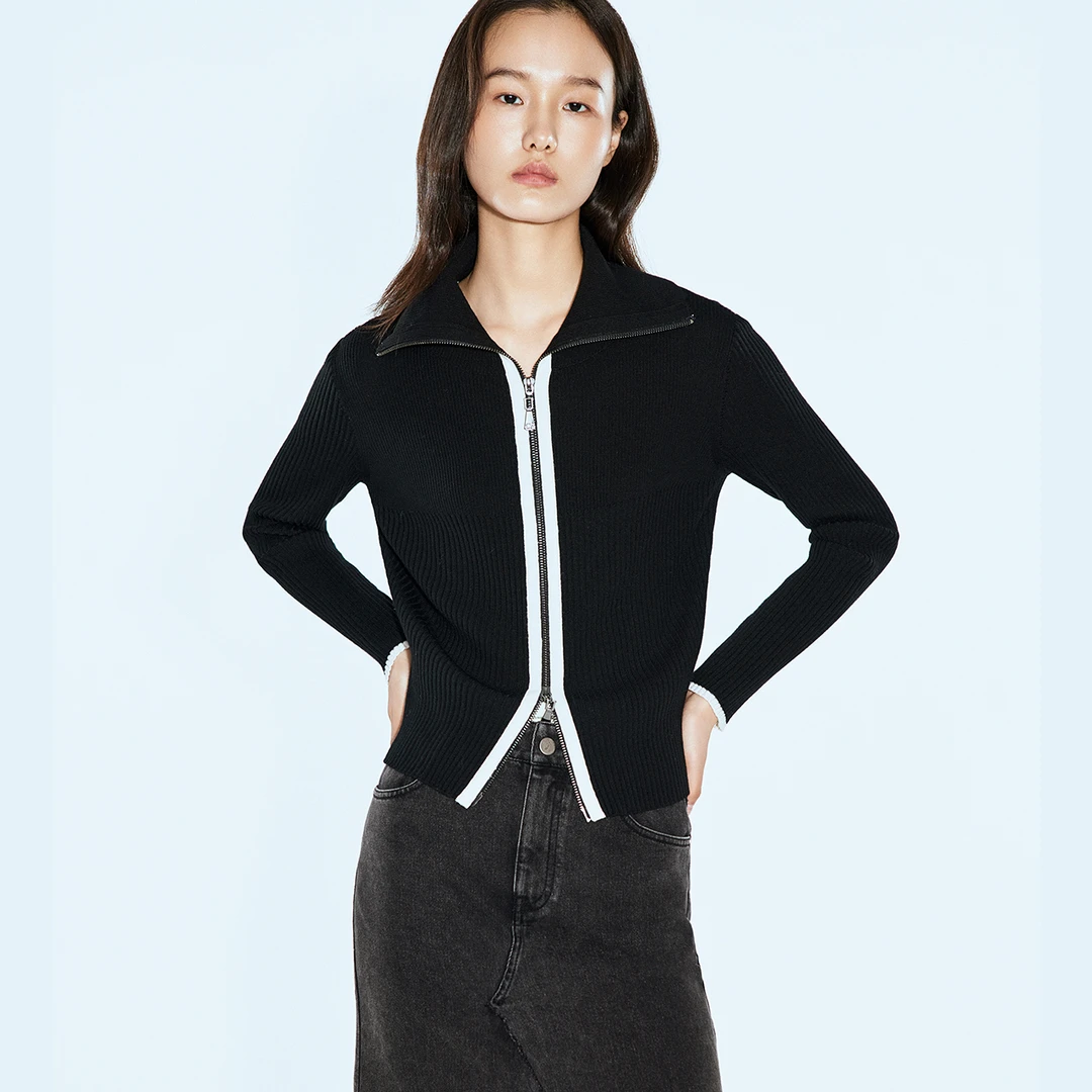 COVERINS2024春季休闲时尚百搭设计师款新款短款针织衫CC35106440