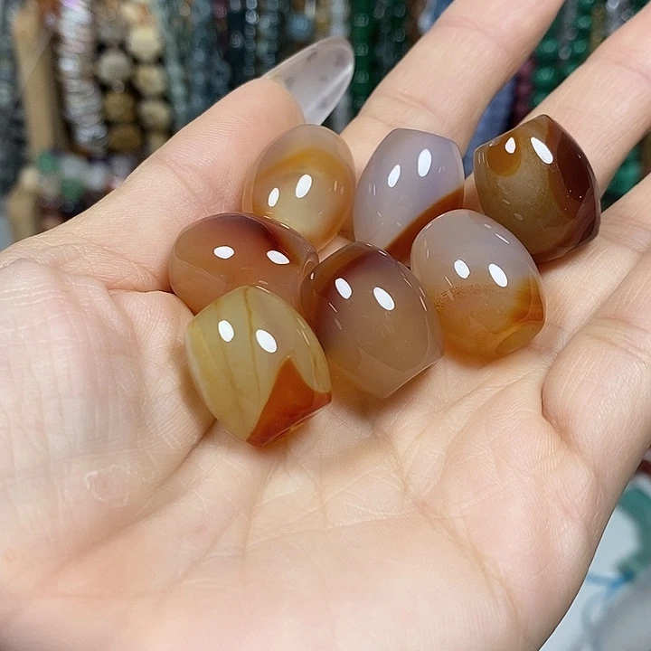 玛瑙/玉髓未镶嵌珠宝半成品玛瑙大孔珠卡16*18mm2个