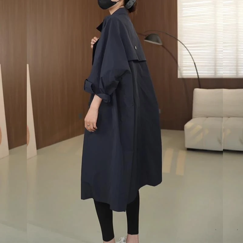 2025春秋季新款女士立领风衣外套高级感宽松休闲大版松弛中长上衣