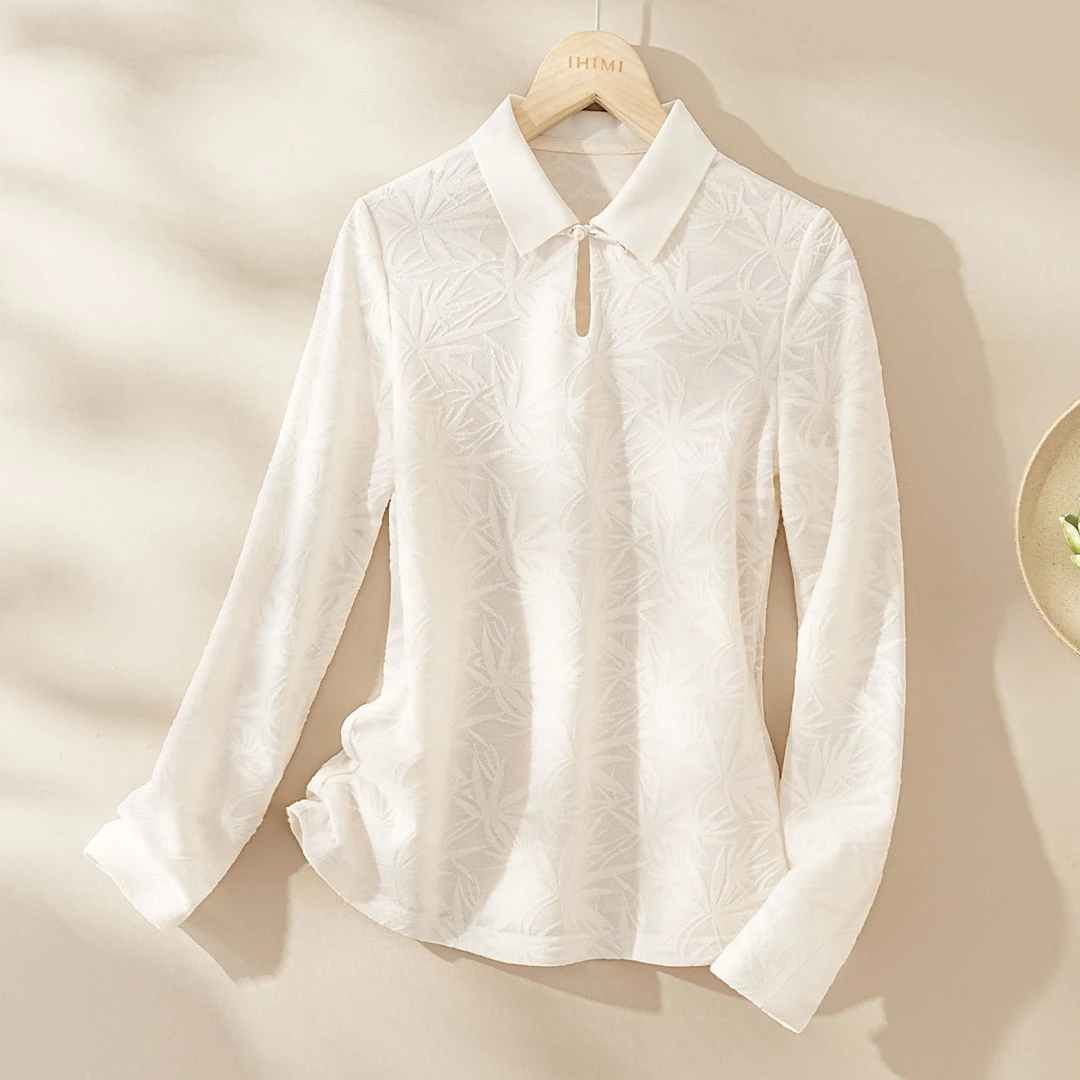 IHIMI/海谧【直播】柔软亲肤针织衫春季竹叶花卉肌理时尚针织衫