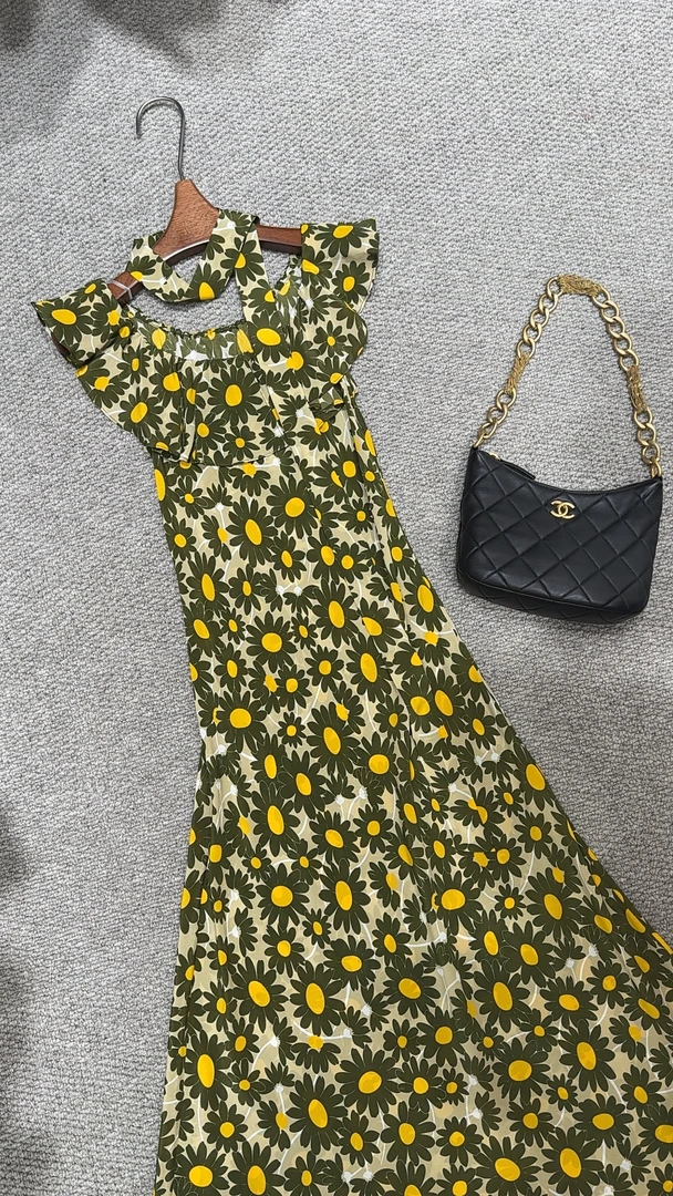 【25432】真丝连衣裙女夏季2025桑蚕丝新款印花显瘦长裙