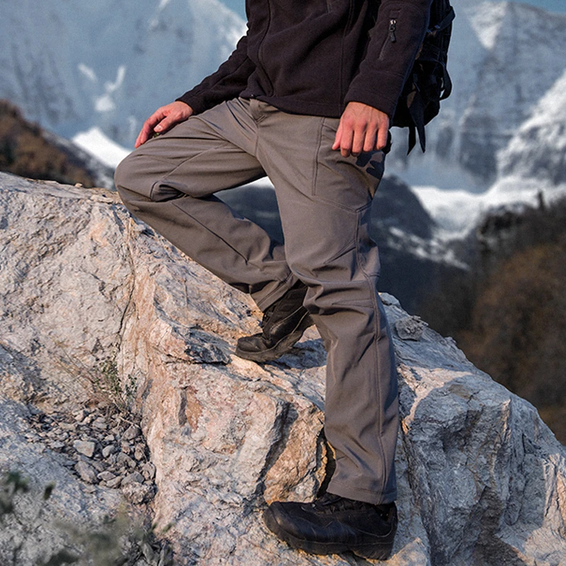 M2户外软壳冲锋裤男加绒加厚防风防水冬季御寒抓绒裤滑雪裤登山裤