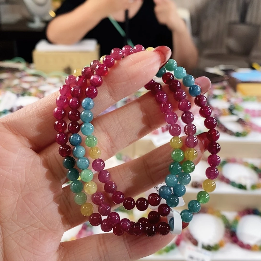 碧玺手串未镶嵌G2352三圈颜色微差