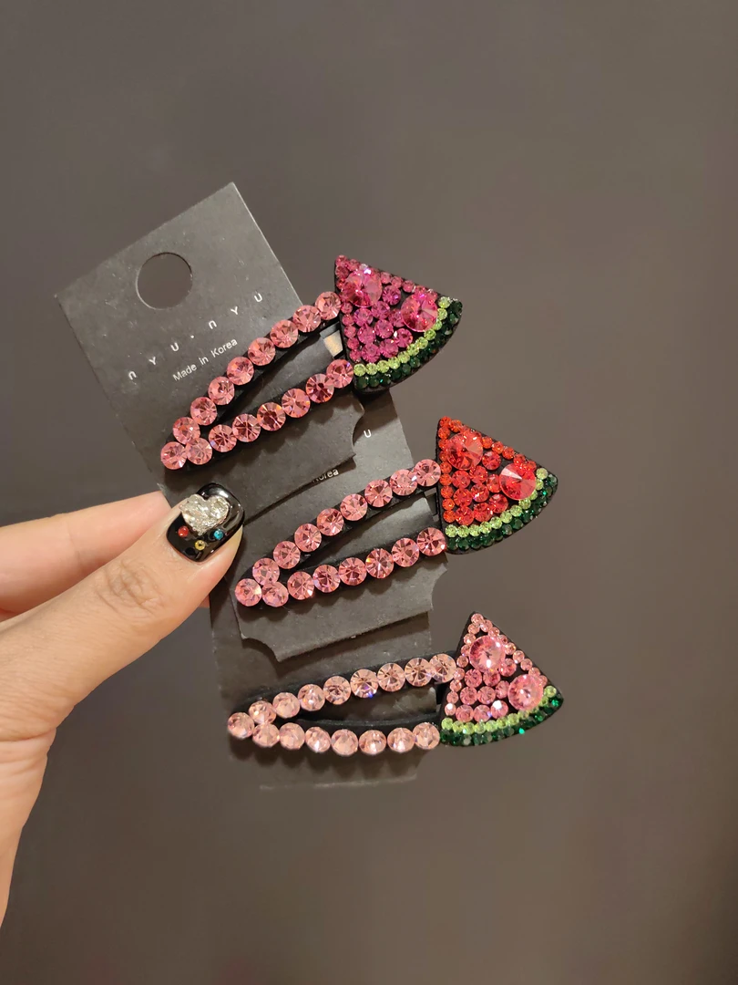 新款施家钻可爱西瓜BB夹甜美儿童碎发夹发卡气质网红发夹简约ins