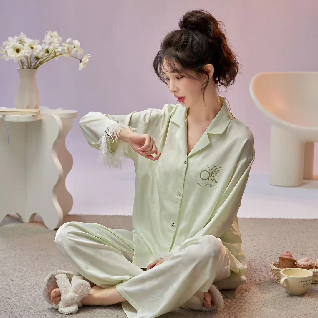 B门店42&9！凉感冰雪丝！高支软绸/气质流苏蝴蝶印花家居套装C20558