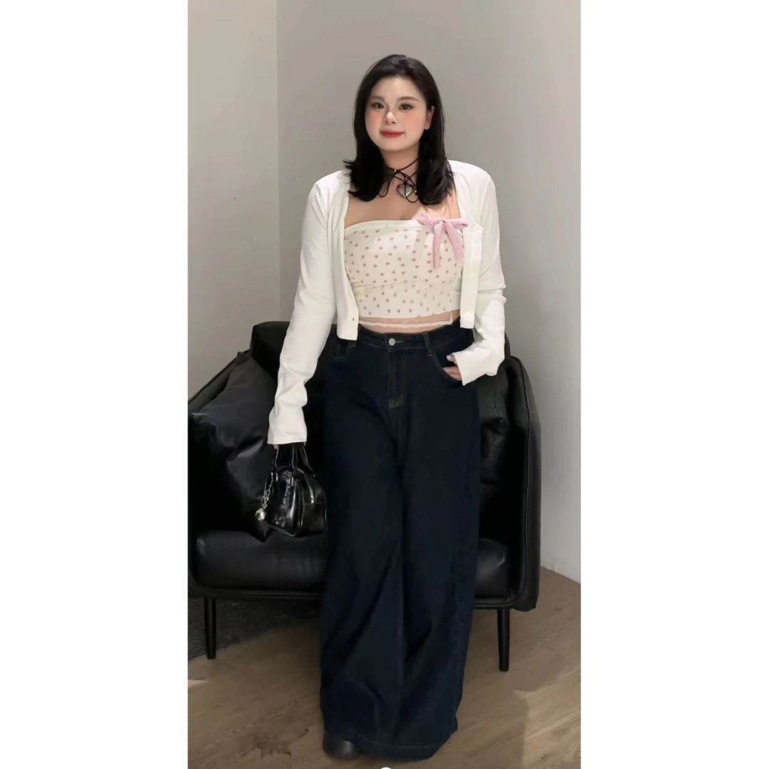 【啵啵】甜美纯欲短款爱心短款抹胸吊带蝴蝶结显瘦上衣