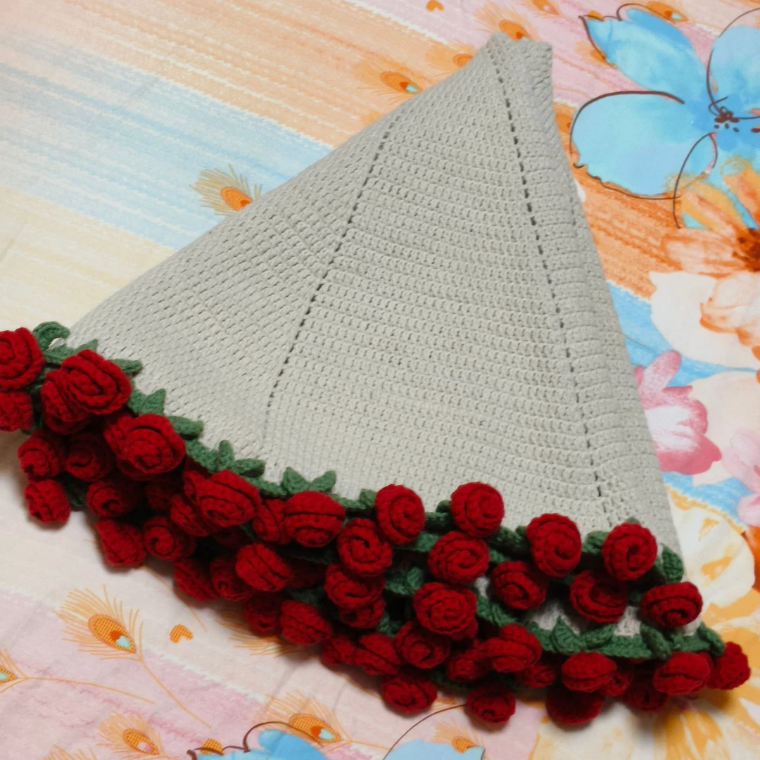 70cm玫瑰花铃兰花毯子手作diy材料包钩针编织送人送女友男友礼物