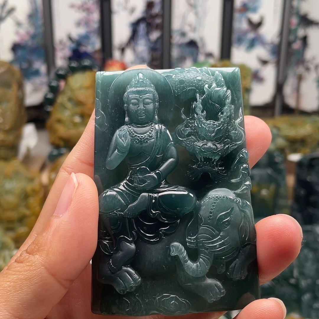 翡翠未镶嵌颈饰天然翡翠a货普贤