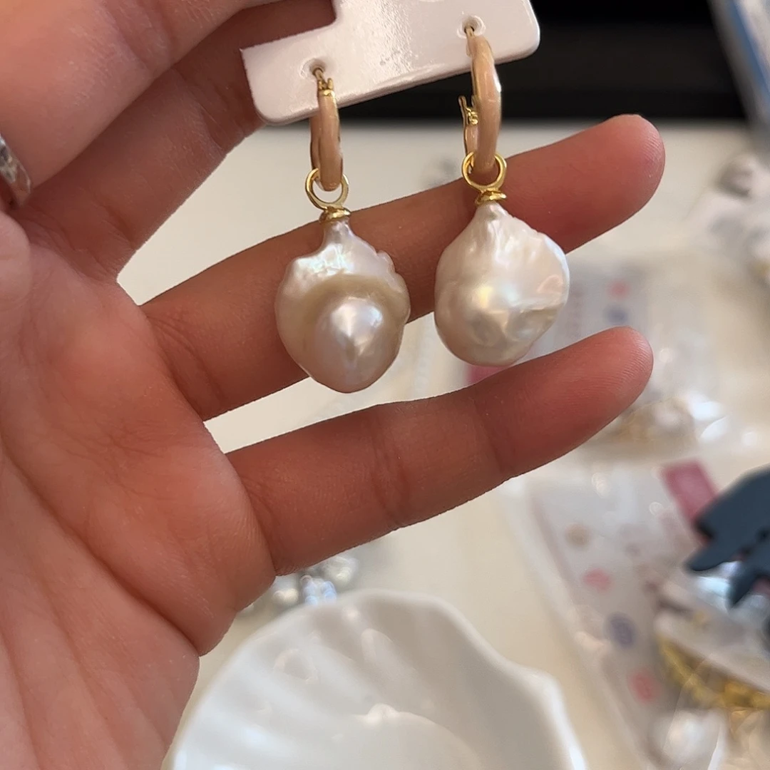 合金淡水珍珠耳饰