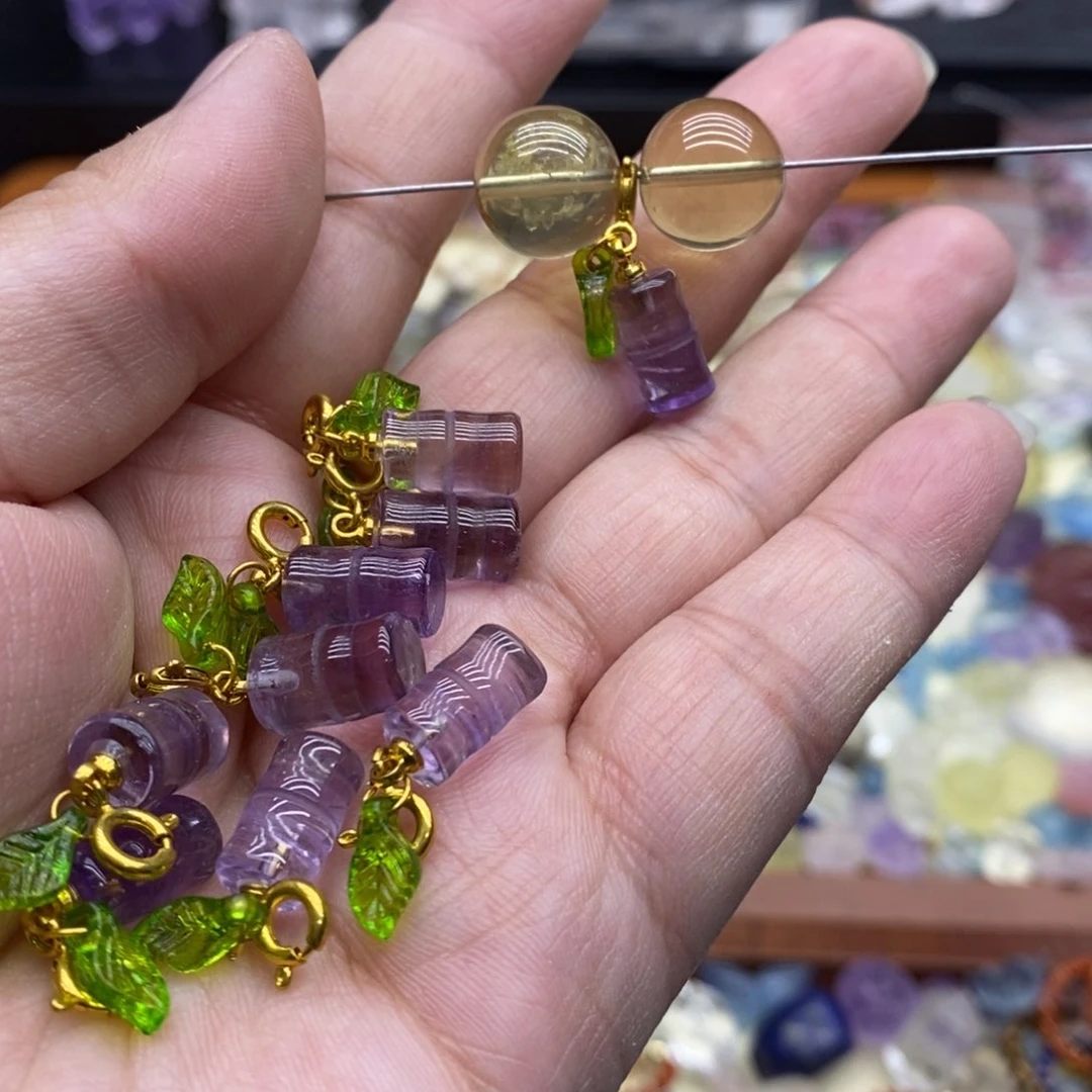 紫水晶竹节提溜未镶嵌水晶