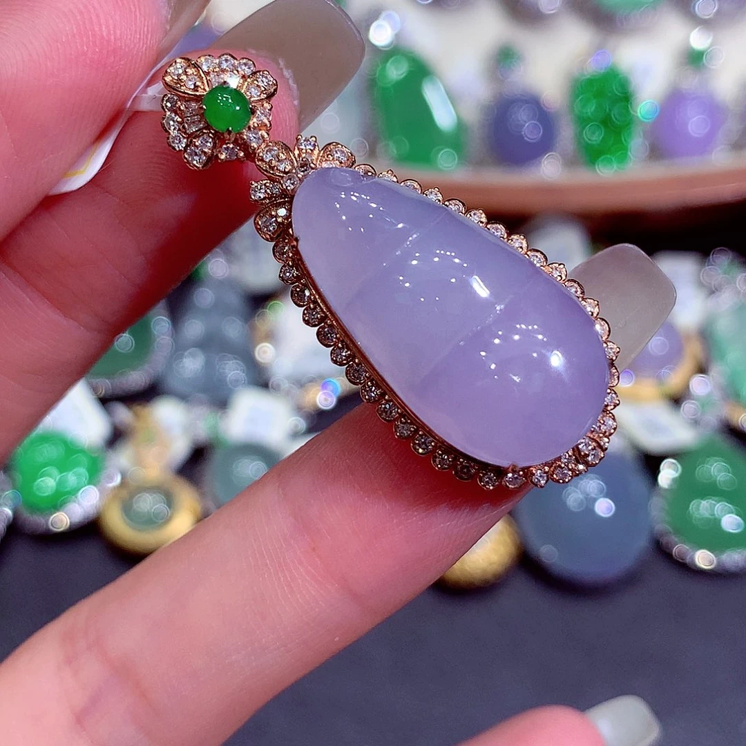 翡翠18K金镶嵌吊坠(不含链)