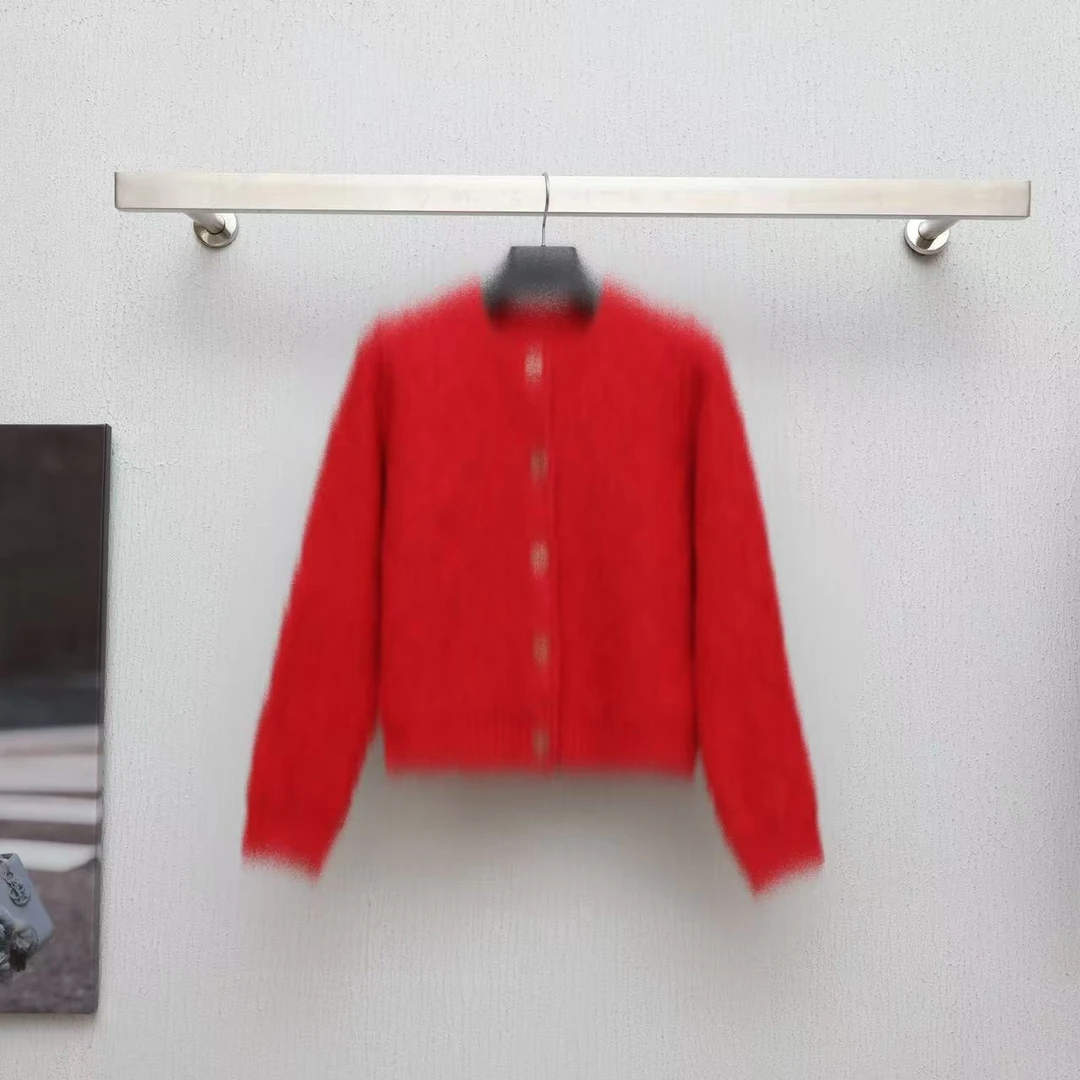 【晨老板】N【菱杺婳袂】时尚菱格圆领针织开衫外套79247058