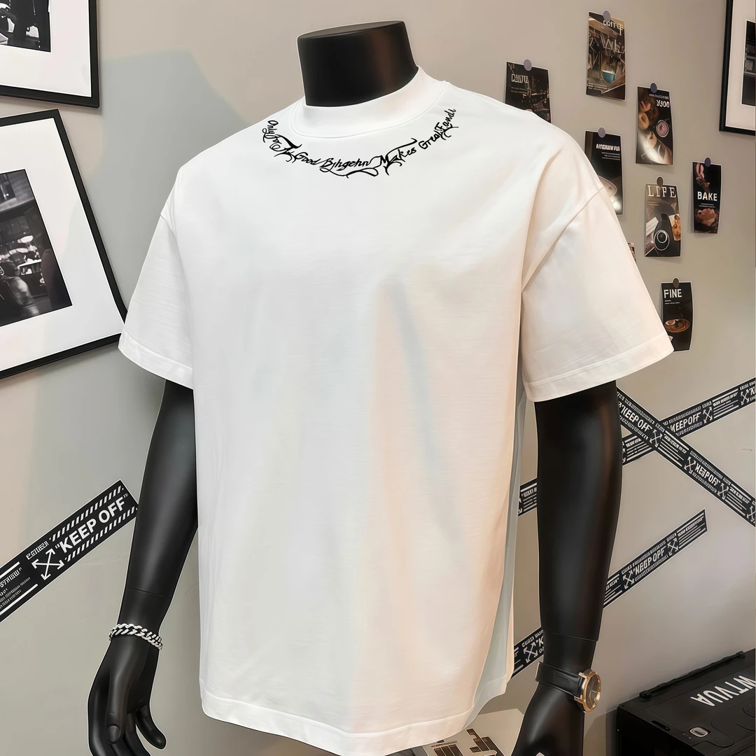 【高品质短袖】重磅纯棉男装个性设计图印花百搭圆领宽松潮牌上衣服