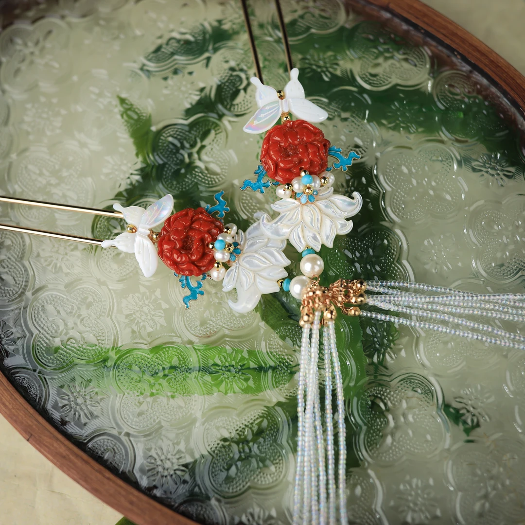 风雪初晴知牡丹发钗古风发簪手工中式超仙汉服配饰