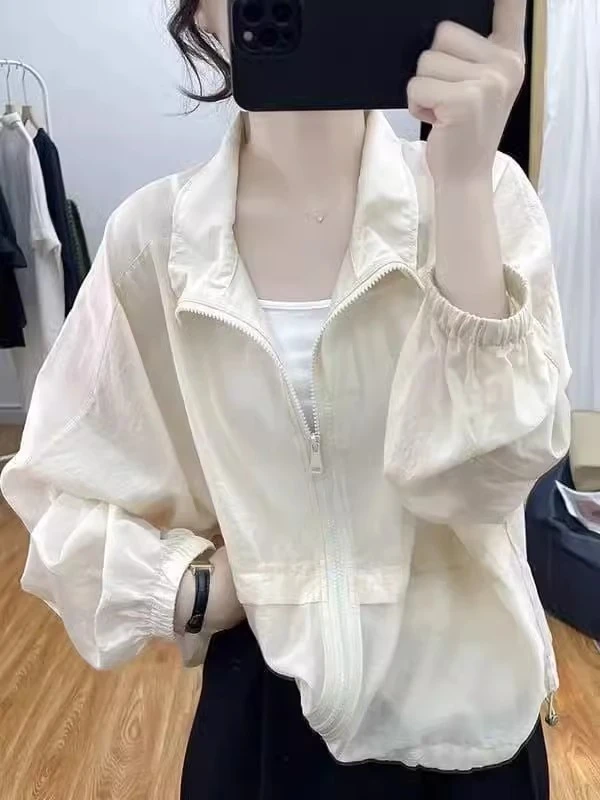 夏装轻薄立领防晒衫女2025新款韩系宽松透气防紫外线开衫上衣外套