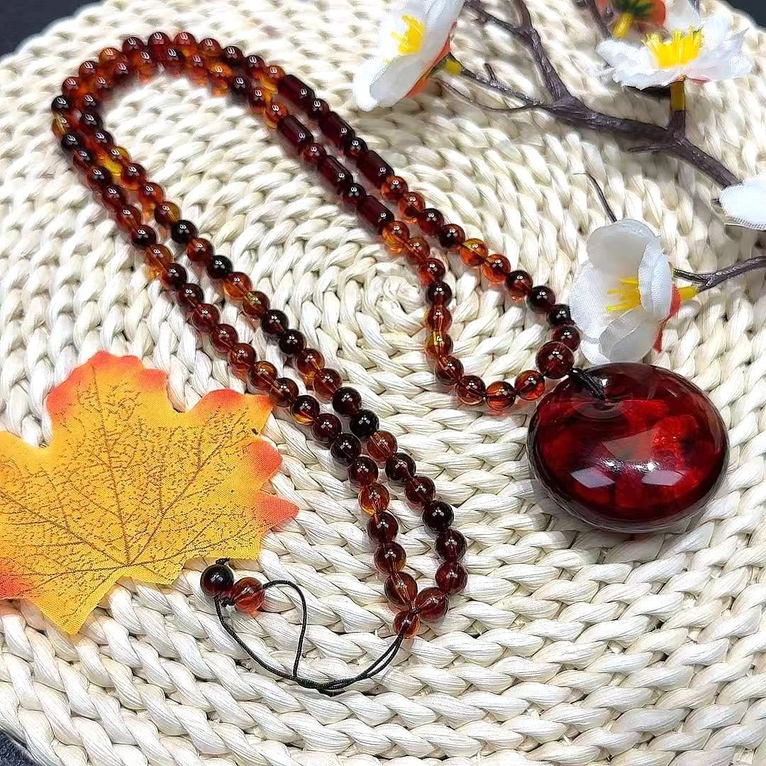 【正品保障】血药珀满血药时尚精美紫杉醇DIY平安扣吊坠项链