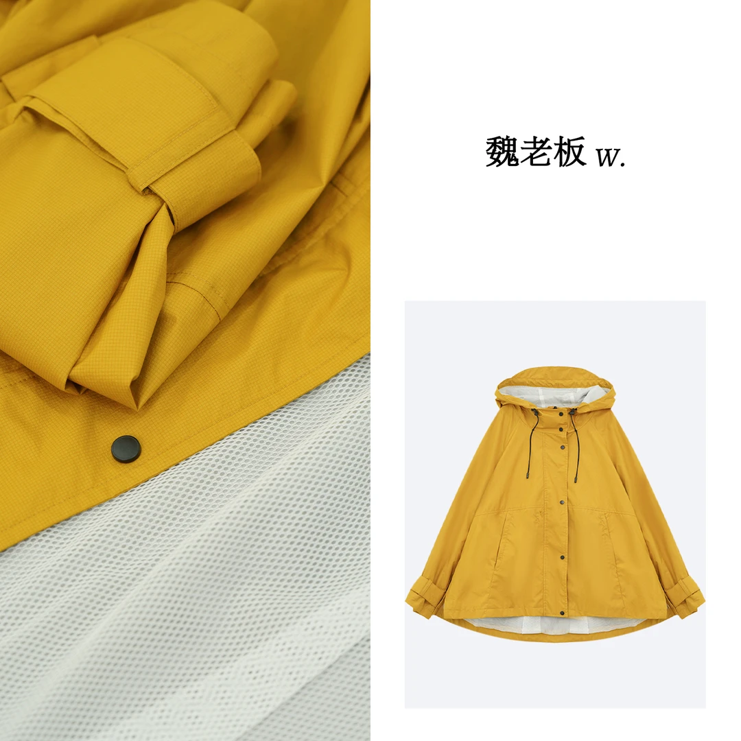 W.Diva【流金岁月】春季纯色户外运动舒适防风连帽外套1CDMGZ705