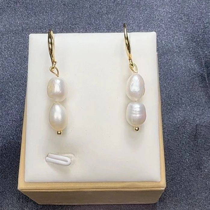 钛钢贝壳耳饰 手作耳扣法式复古简约长款巴洛克风格优雅耳饰