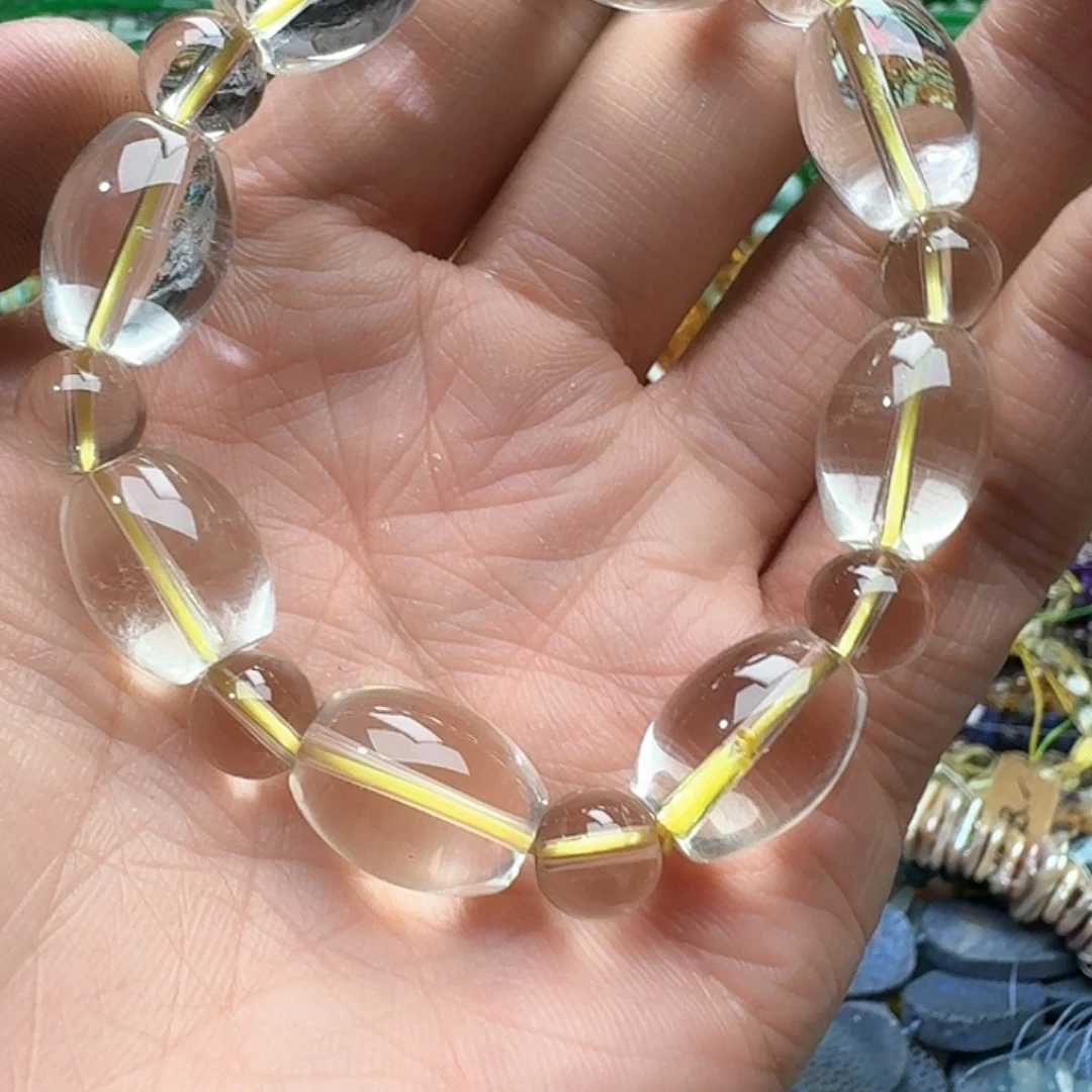 玛瑙/玉髓未镶嵌珠宝半成品一条12x17mm白水晶手串