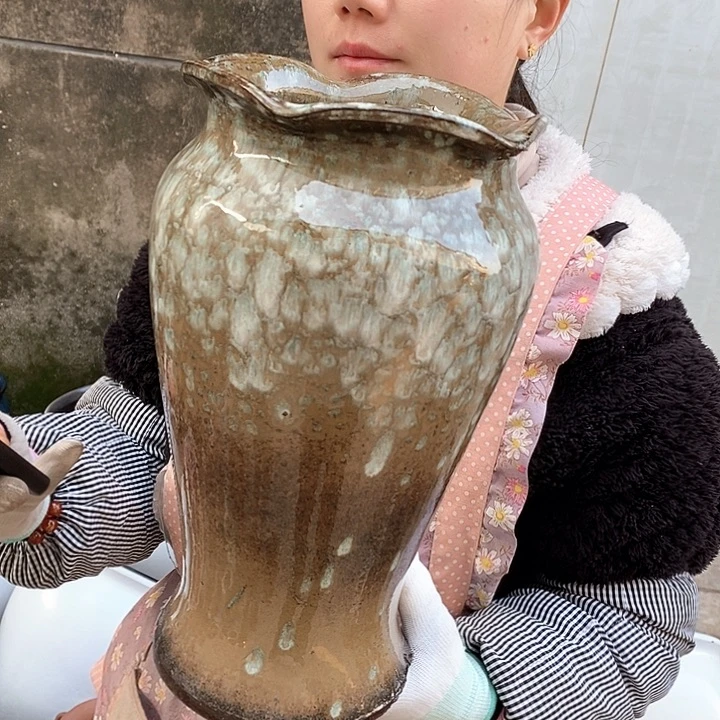 紫砂花盆瑕疵口17高30瑕疵