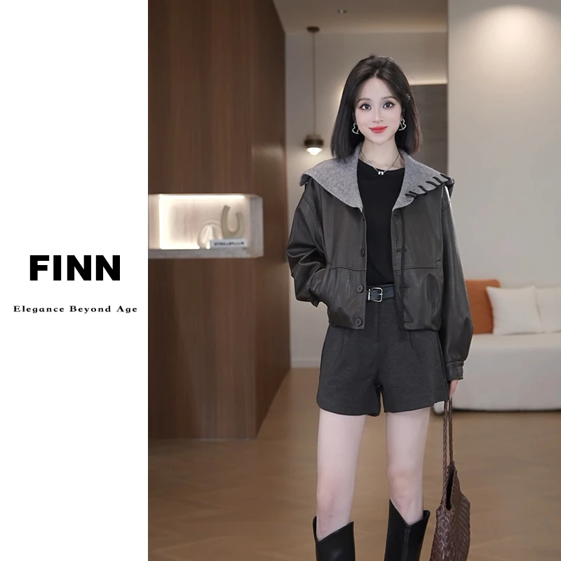 ［小爽专属2025早秋新款设计感海军领皮衣夹克女休闲显瘦短款外套