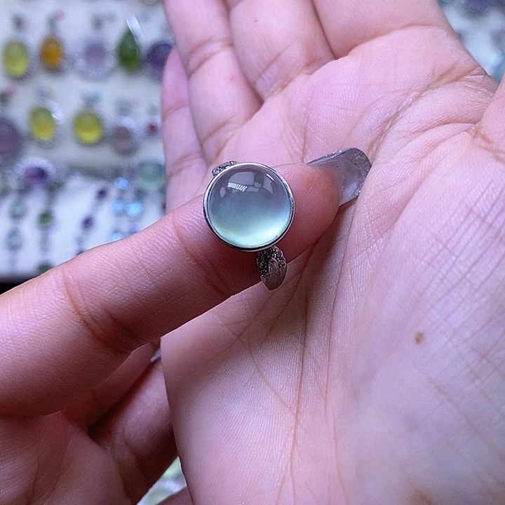 岫玉银S925镶嵌戒指