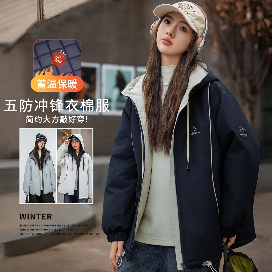 【五防】女大童冲锋衣棉服冬装2025新款青少年防风休闲保暖夹棉外套