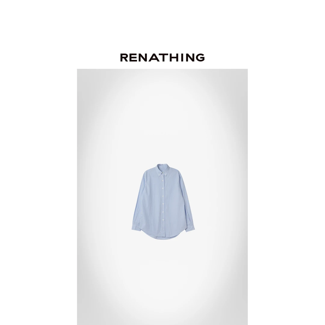 【RENATHING】翻领细格纹衬衫