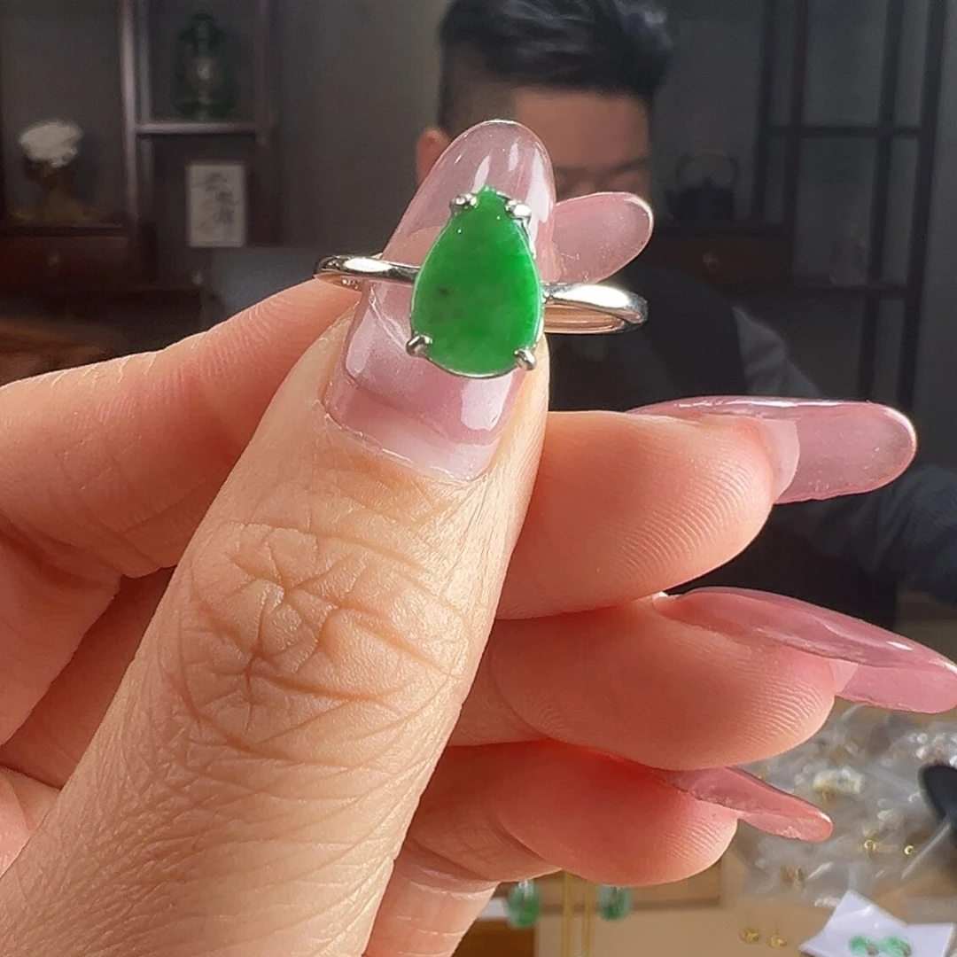 翡翠银S925镶嵌戒指戒指64