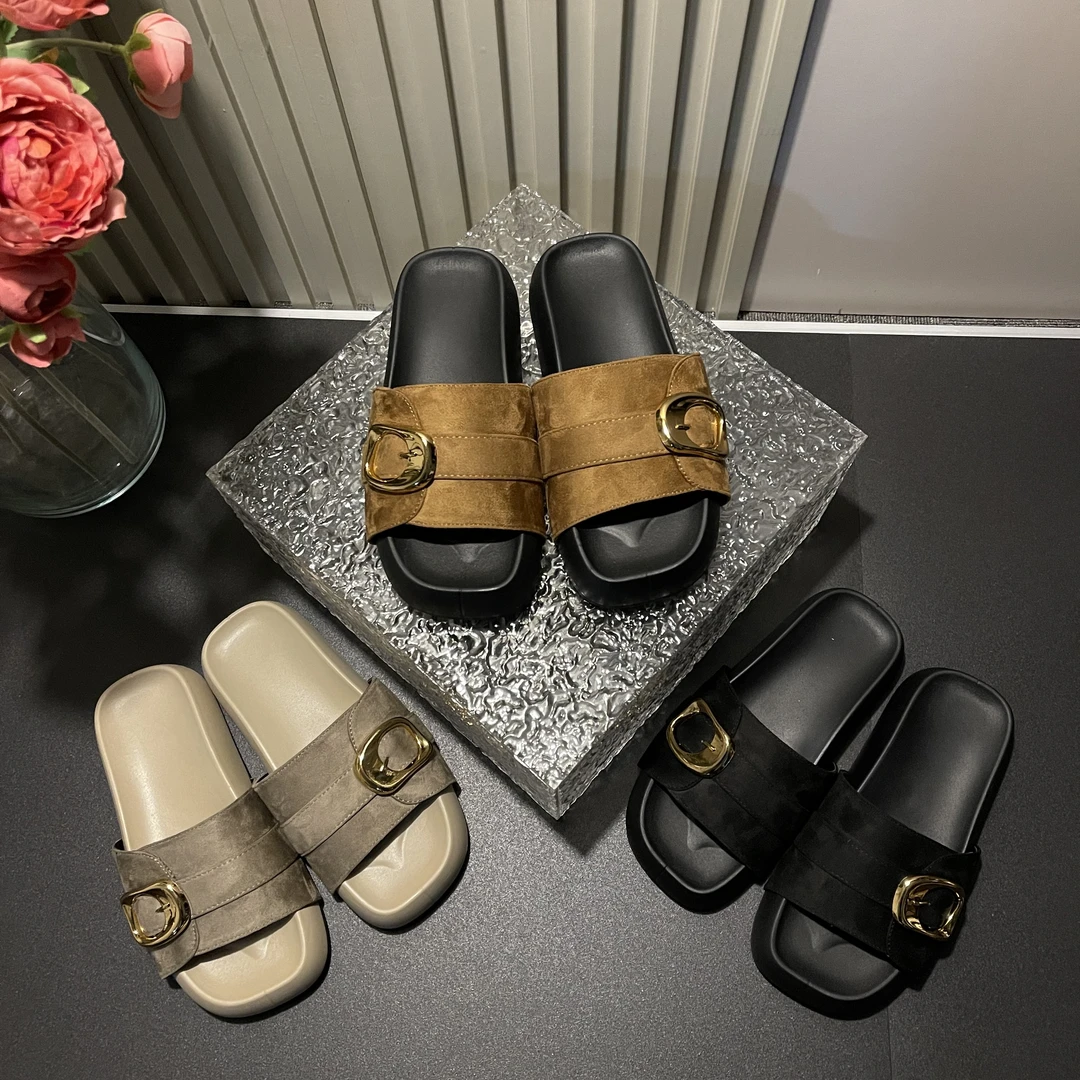 2025春夏新款时尚网红百搭外穿小众厚底皮带扣防滑爆款一字拖-4CM