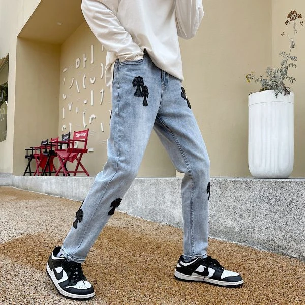 K12港风潮男夏季新款牛仔裤嘻哈ins潮高街潮流痞帅长裤