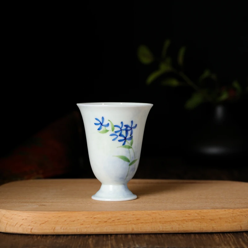 手绘彩星花高脚杯直径5.1高6.3cm，40ml 51240920-37