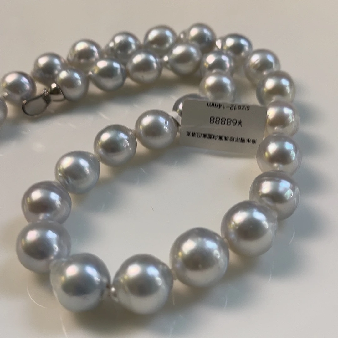 颈饰海水珍珠银S925镶嵌澳白12-14