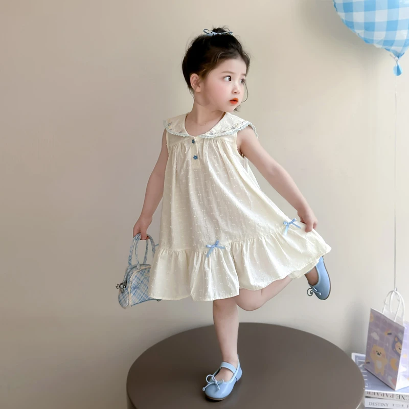 女童连衣裙夏装宝宝背心裙周岁礼服夏季洋气裙子儿童海军领公主裙