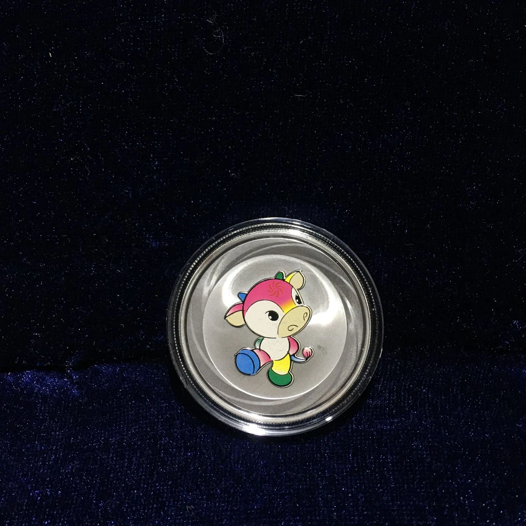 牛彩色银章  1盎司 金币公司精制 收藏 银行 鉴定