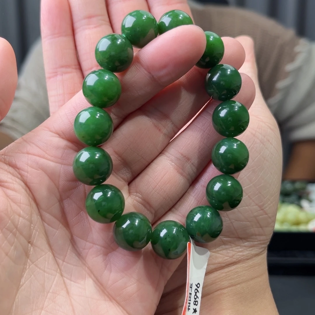 和田玉未镶嵌手串天然和田玉俄料碧玉圆珠卡14