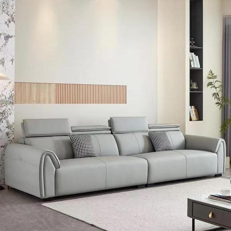 真皮沙发现代简约大小户型沙发客厅直排大象耳朵钢琴键沙发组合