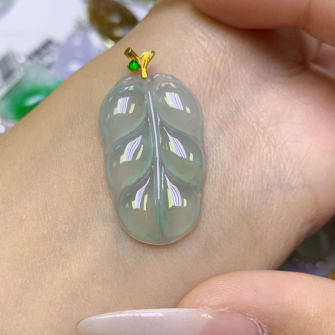 翡翠18K金镶嵌颈饰天然缅甸翡翠a货百元以上9元证书费自理