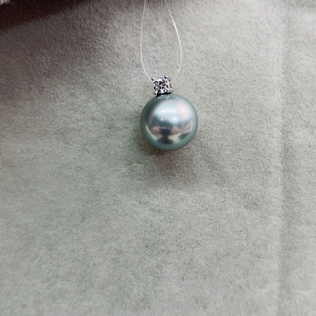 吊坠(不含链)银S925镶嵌海水珍珠10-11