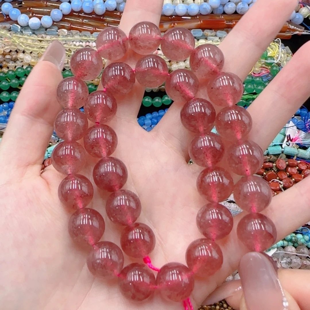 玛瑙/玉髓未镶嵌珠宝半成品一级星光草莓一条卡12