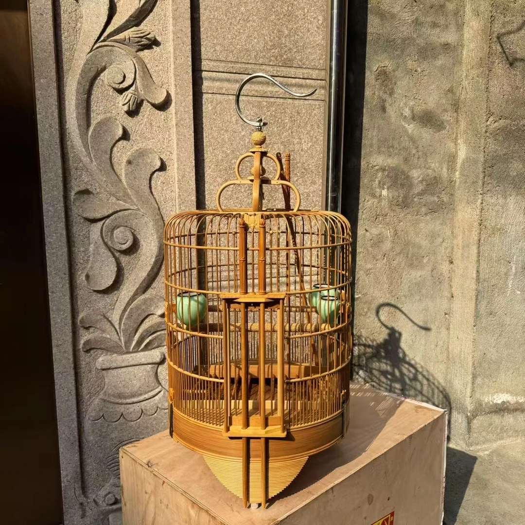 3980三拉对节【一个无节半月板】广东底托底笼全黄杨木蝙蝠雕花