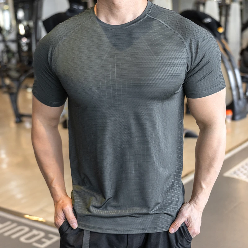 2025夏款男跑步训练运动健身上衣速干高弹排汗短袖t恤