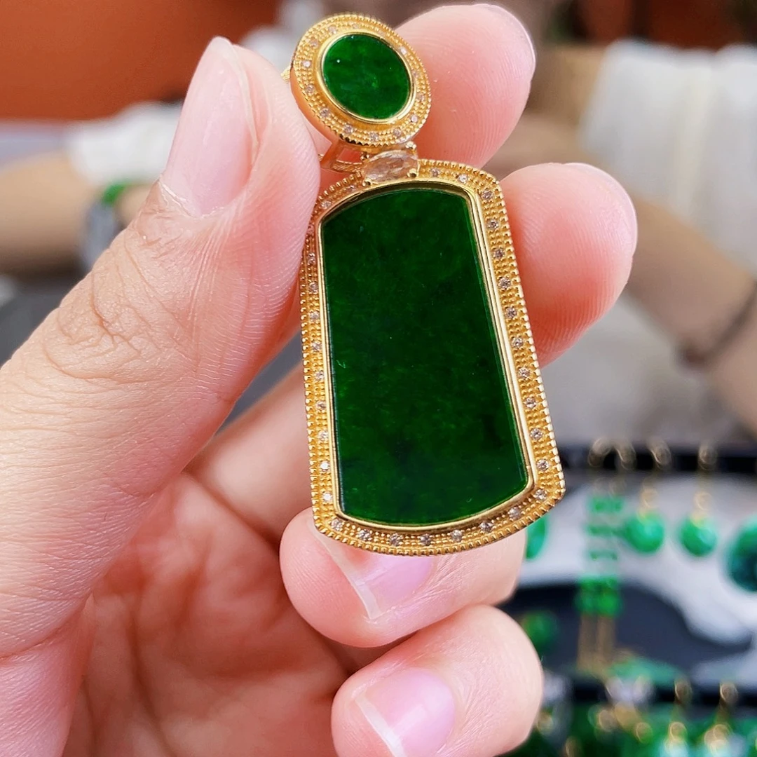 翡翠银S925镶嵌耳饰