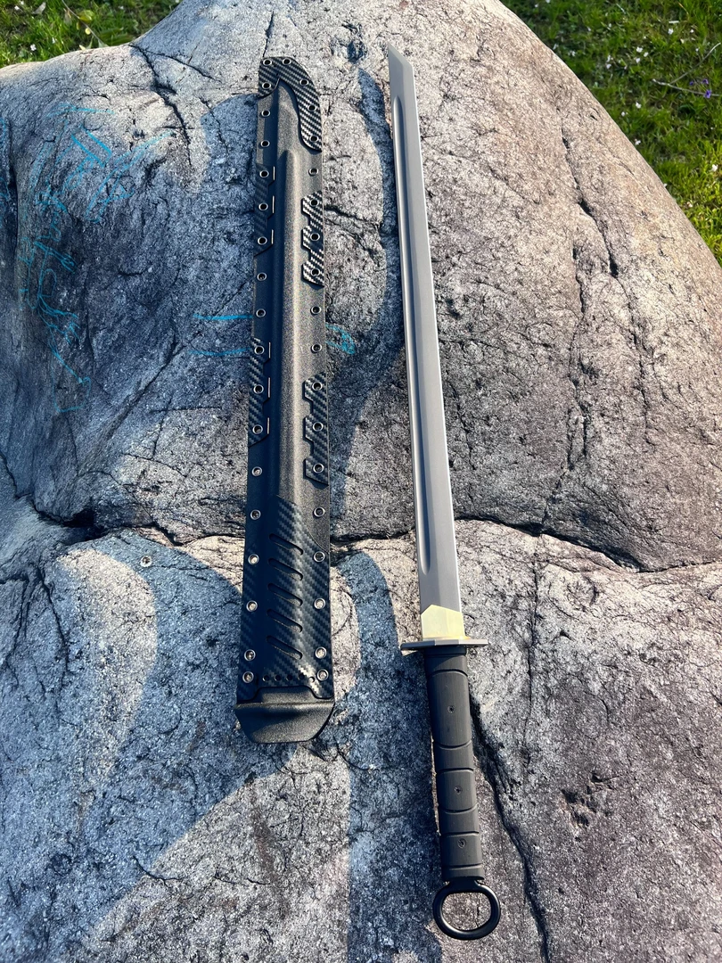 战术刀还手唐刀镀钛G10K鞘户外防身冷兵器未开刃