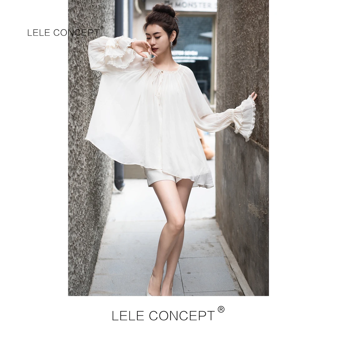 LELE CONCEPT丨设计师款收袖大领抽带上衣S0836