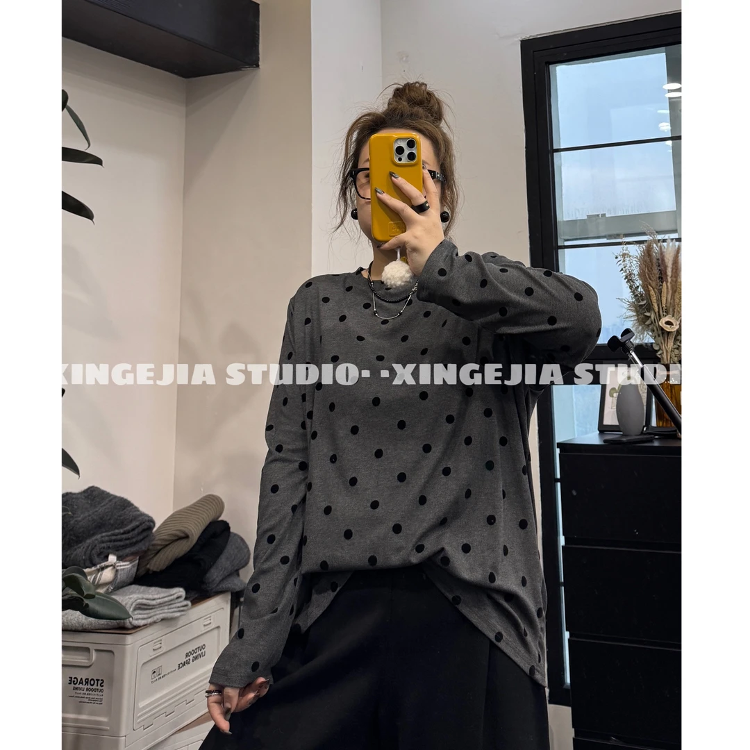 「xin:微胖大码」高弹波点圆领T恤