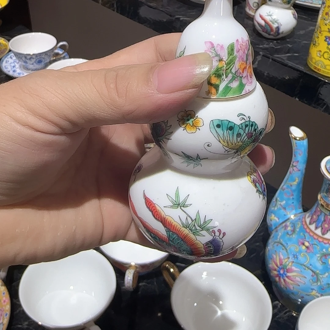 蓝***姬骨瓷骨瓷珐琅彩7套