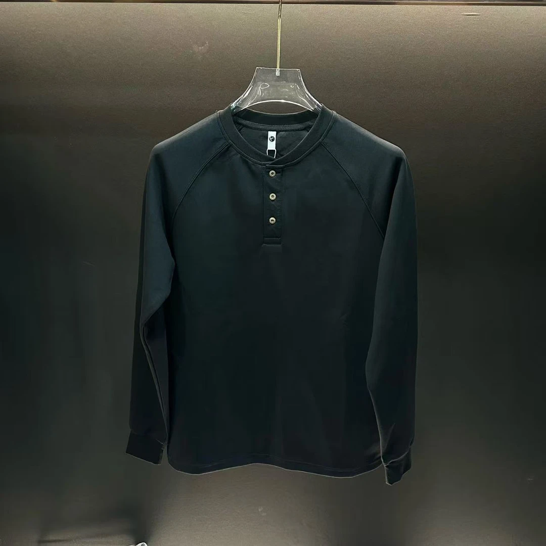 常规款长袖秋冬400g亨利领T恤上衣男款打底衫百搭